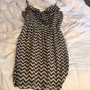 White and black chevron dress worn once